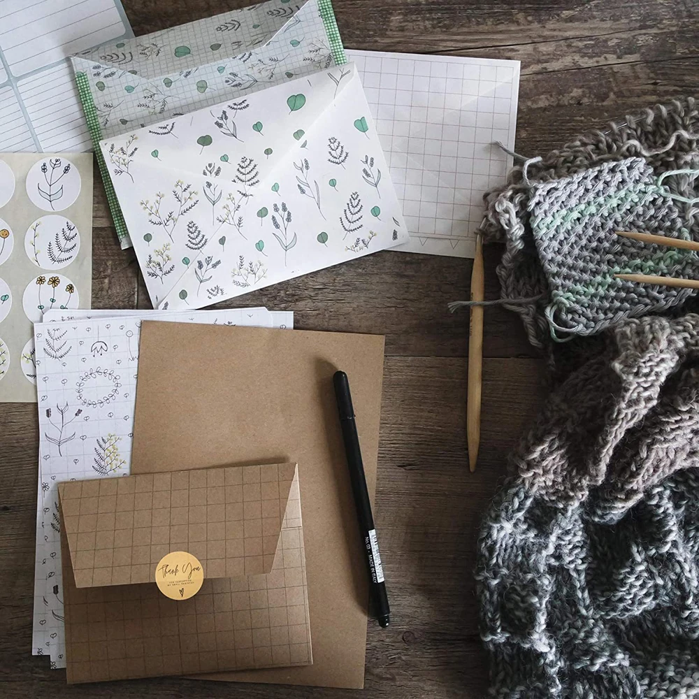 100-500pcs Kraft Paper Thank You Stickers With Red Heart Handmade Labels Sticker for Business Envelope Sealing Stationery