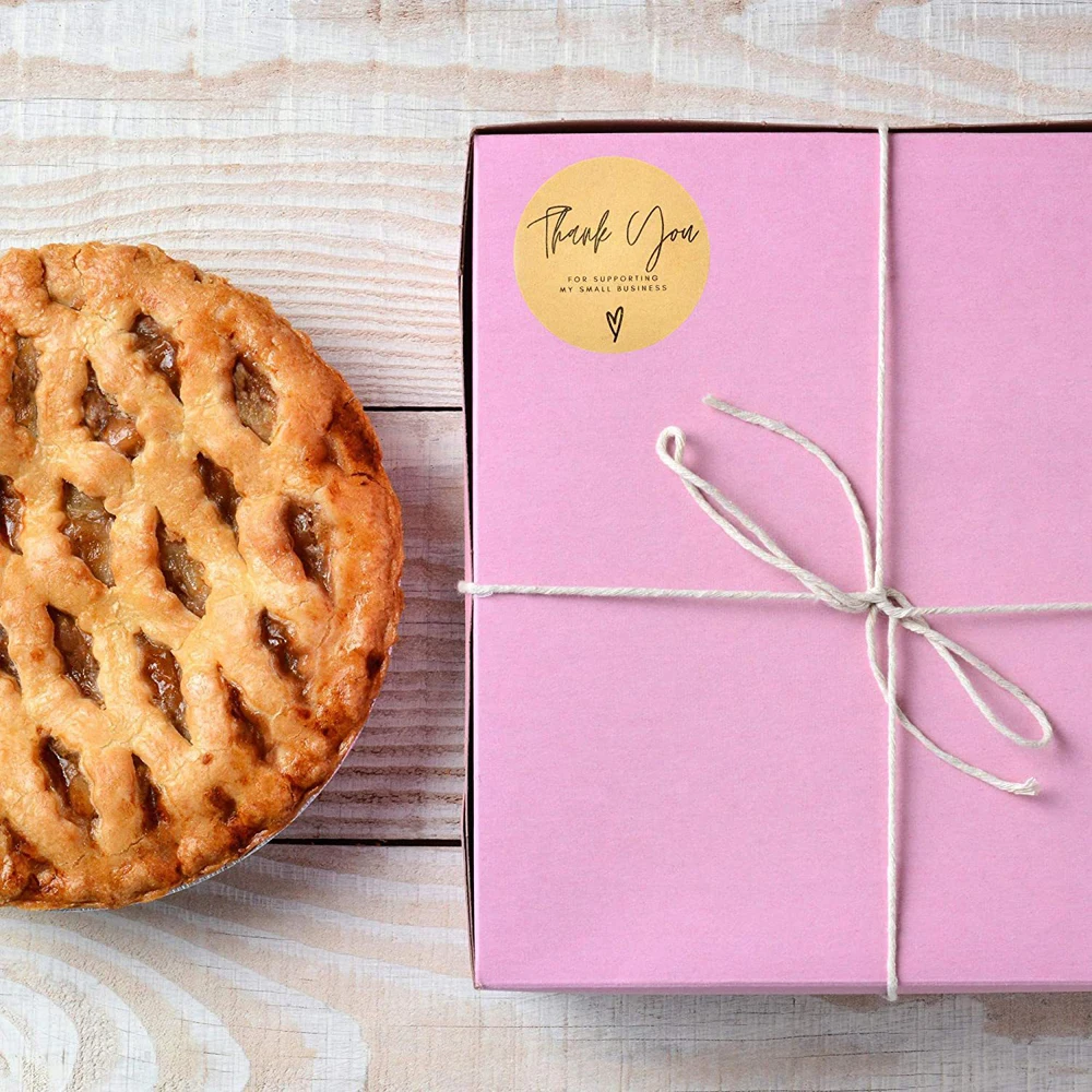 100-500pcs Kraft Paper Thank You Stickers With Red Heart Handmade Labels Sticker for Business Envelope Sealing Stationery