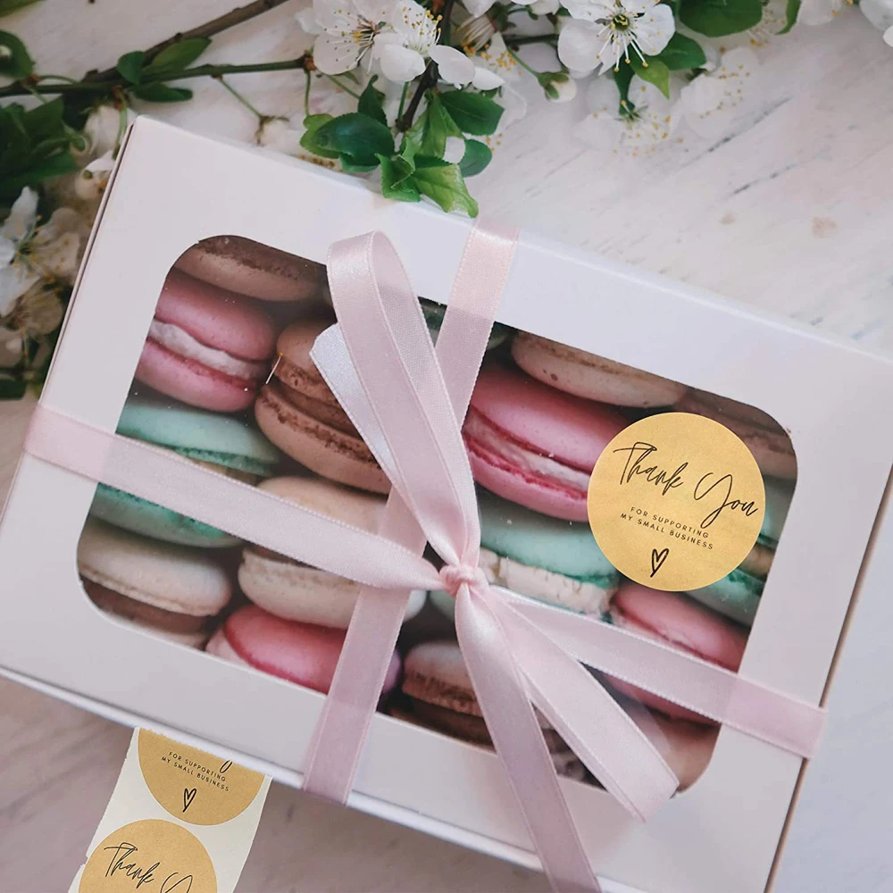 100-500pcs Kraft Paper Thank You Stickers With Red Heart Handmade Labels Sticker for Business Envelope Sealing Stationery