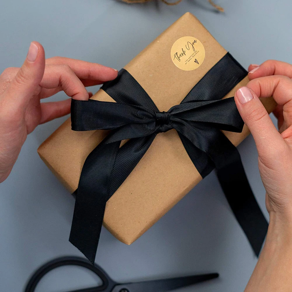 100-500pcs Kraft Paper Thank You Stickers With Red Heart Handmade Labels Sticker for Business Envelope Sealing Stationery