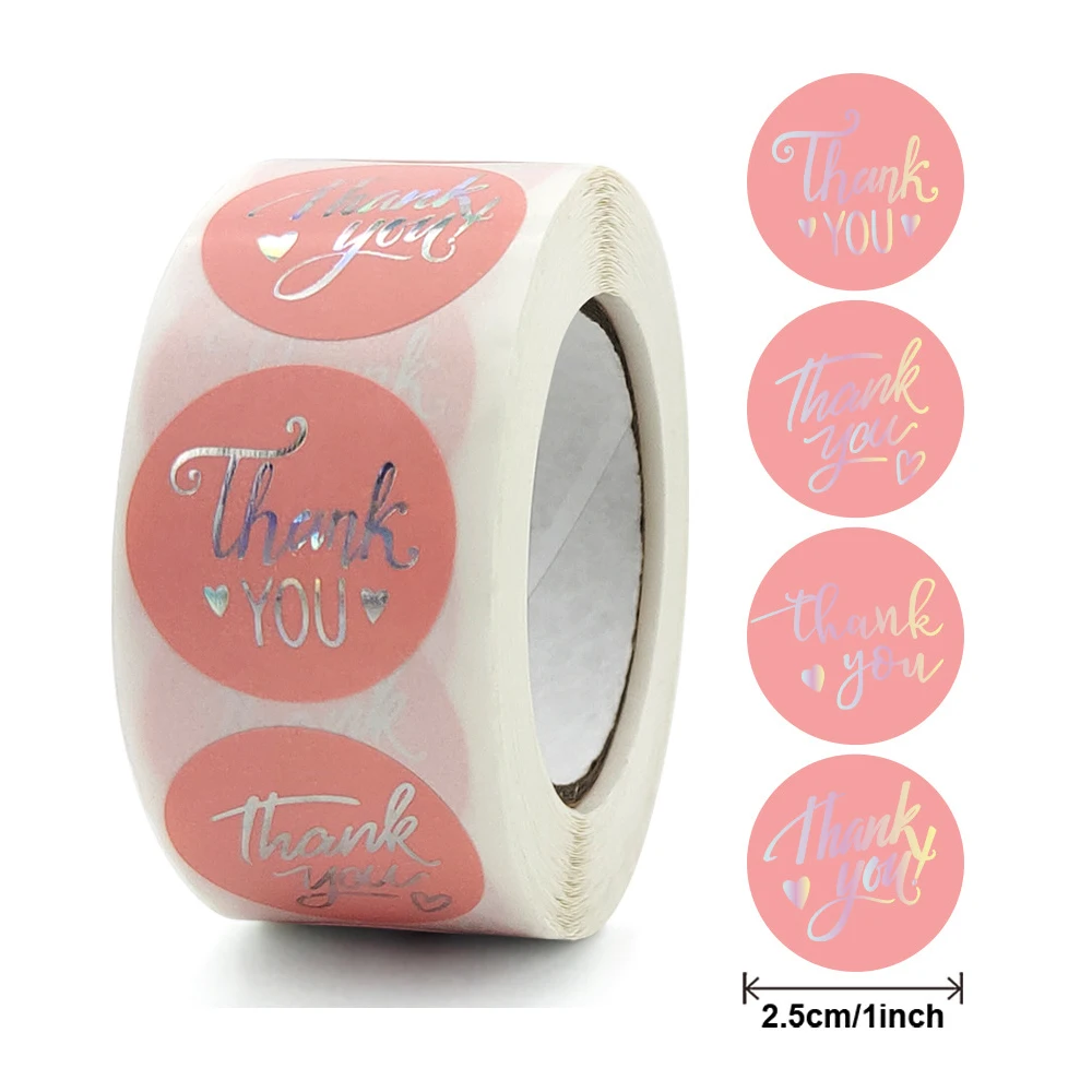 100-500pcs Rose Gold Foil 'Thank You' Stickers for Small Business Gift Seal Shipping Labels Envelope Decoration