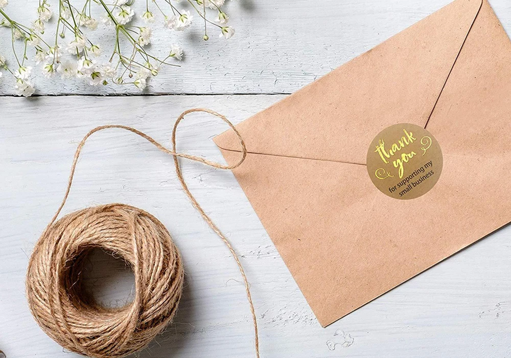 100-500pcs Rose Gold Foil 'Thank You' Stickers for Small Business Gift Seal Shipping Labels Envelope Decoration