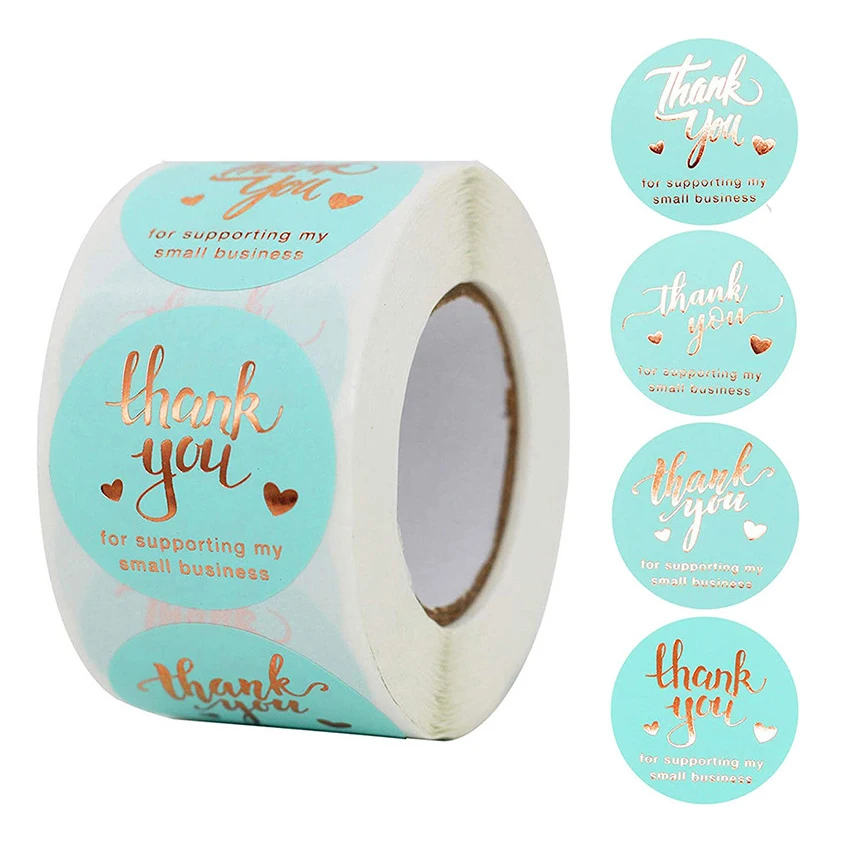 100-500pcs Rose Gold Foil 'Thank You' Stickers for Small Business Gift Seal Shipping Labels Envelope Decoration