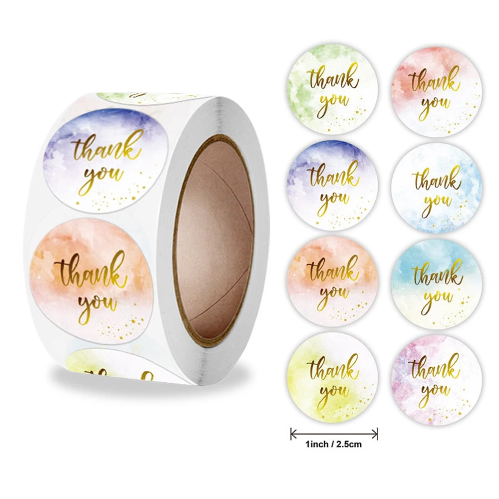 100-500 Pcs Thank You Stickers Cute Pink Gold Labels For Small Business Or Wedding Gift Decor Sticker Stationery Supplies