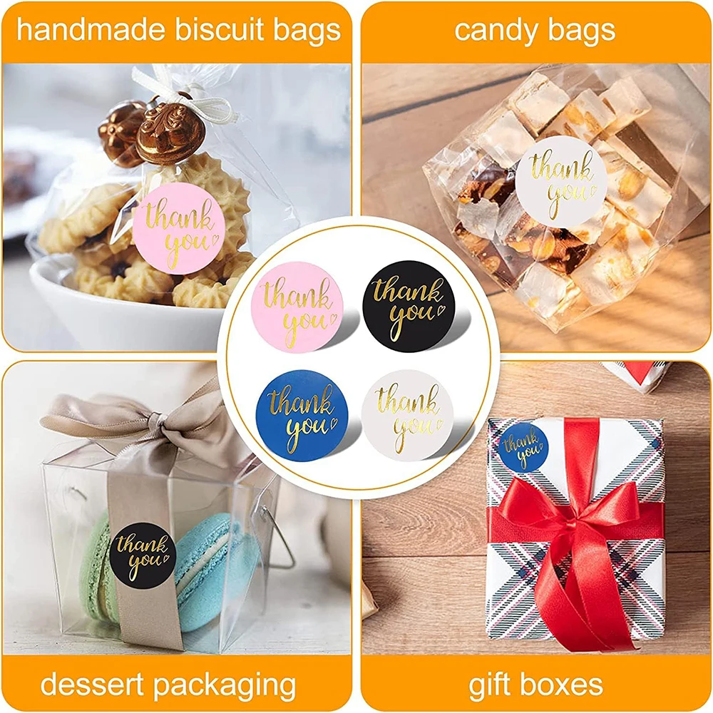 500pcs 1inch Rose Gold Blue Thank You Stickers Small Business Gift Bags Box Packaging Sticker Self Adhesive Envelope Seals Label