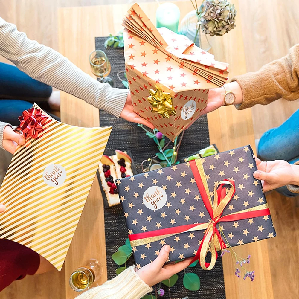 500pcs 1inch Rose Gold Blue Thank You Stickers Small Business Gift Bags Box Packaging Sticker Self Adhesive Envelope Seals Label