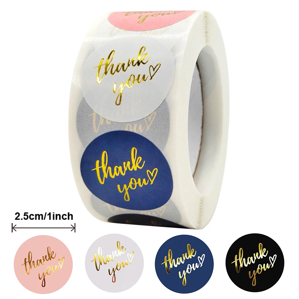 500pcs 1inch Rose Gold Blue Thank You Stickers Small Business Gift Bags Box Packaging Sticker Self Adhesive Envelope Seals Label