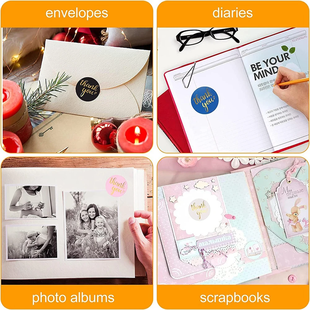 500pcs 1inch Rose Gold Blue Thank You Stickers Small Business Gift Bags Box Packaging Sticker Self Adhesive Envelope Seals Label