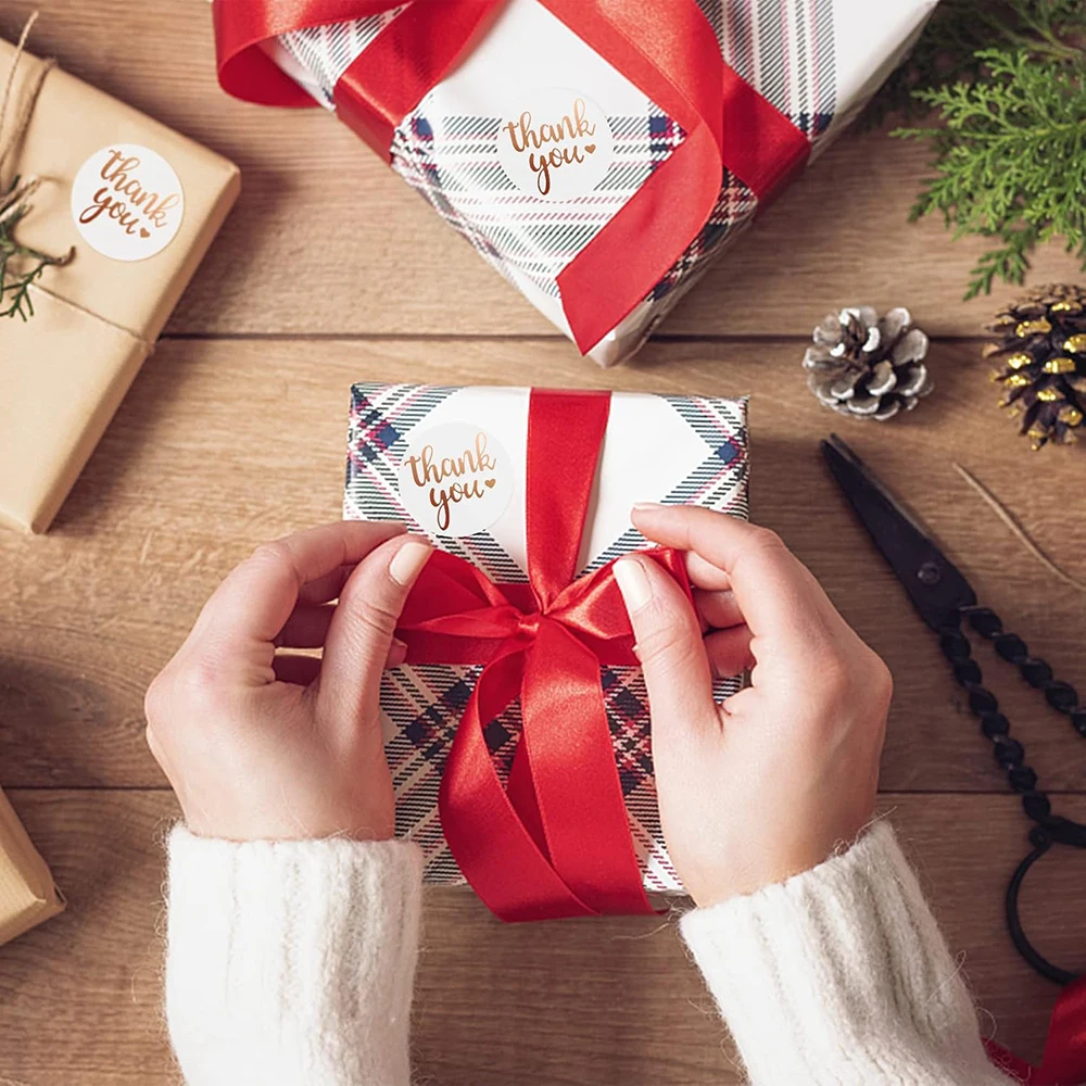 500pcs 1inch Rose Gold Blue Thank You Stickers Small Business Gift Bags Box Packaging Sticker Self Adhesive Envelope Seals Label