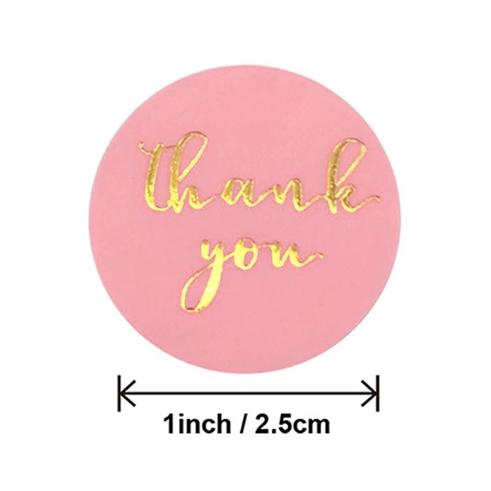 100-500pcs Round Thank You Sticker Envelope Seal Scrapbook Sticker Pink Heart Cute Round Sticker Stationery Label Stickers