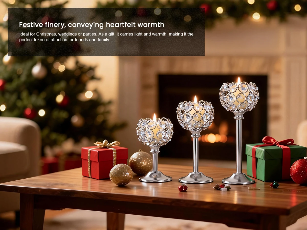 1PC Elegant Gold Silver Metal Glass Candle Holder Tealight Candlestick Christmas Wedding Table Centerpiece Home Decoration