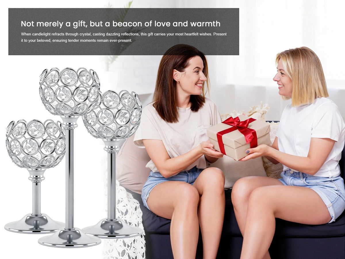 1PC Elegant Gold Silver Metal Glass Candle Holder Tealight Candlestick Christmas Wedding Table Centerpiece Home Decoration