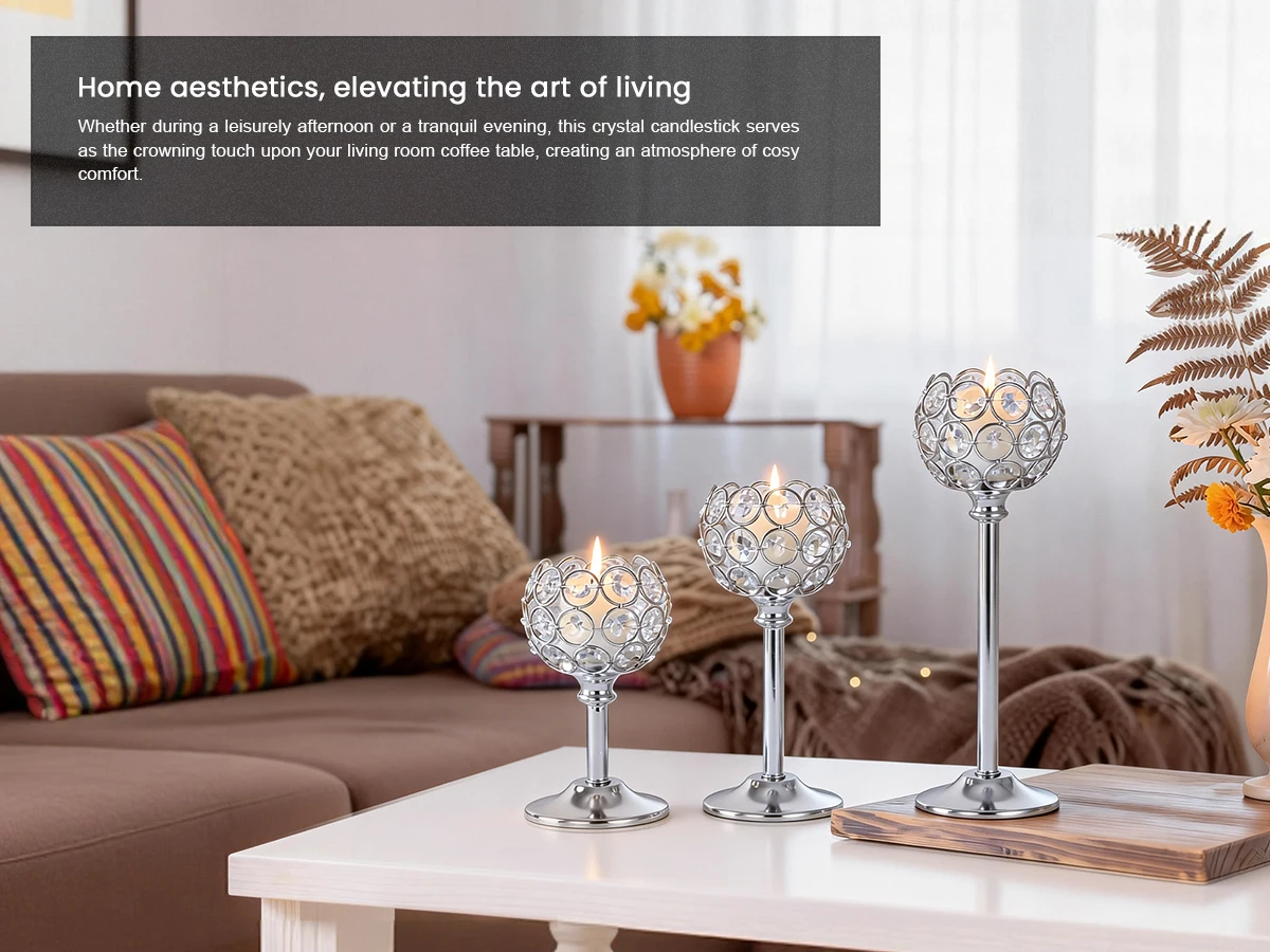 1PC Elegant Gold Silver Metal Glass Candle Holder Tealight Candlestick Christmas Wedding Table Centerpiece Home Decoration