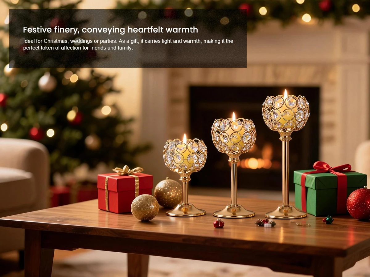 1PC Elegant Gold Silver Metal Glass Candle Holder Tealight Candlestick Christmas Wedding Table Centerpiece Home Decoration