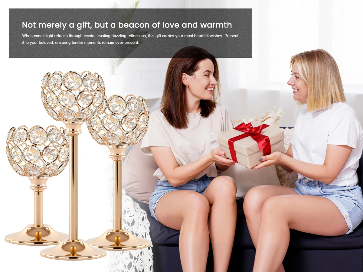 1PC Elegant Gold Silver Metal Glass Candle Holder Tealight Candlestick Christmas Wedding Table Centerpiece Home Decoration